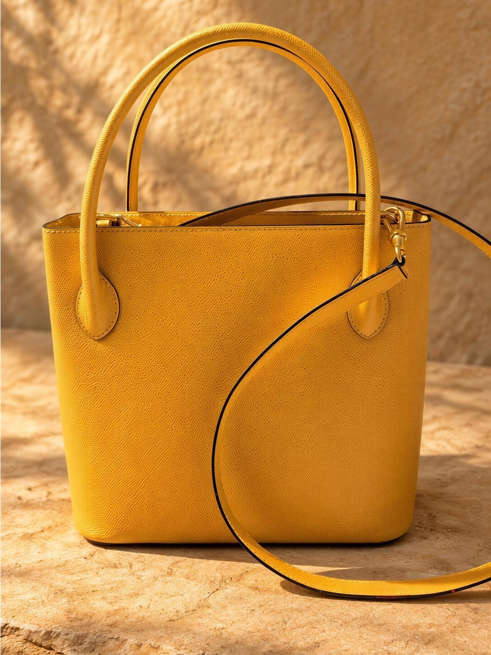 Celine Yellow Structured Tote Bag with Detachable Strap